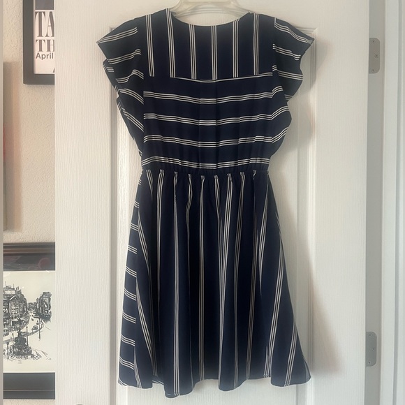 Monteau Striped Navy Dress Size Medium - Picture 6 of 9